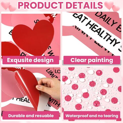 Valentine's Day Health Habit Bulletin Board Decorations Set Valentines Keys to A Health Heart Classroom Decor Red Pink Love Heart Key Paper Cutouts for School Home Wall Door Party Supplies in Saudi Arabia