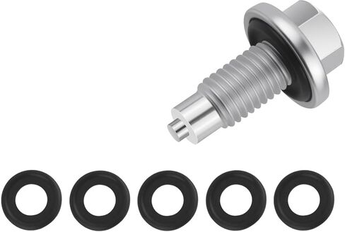 M14×1.5 قابس تصريف الزيت المغناطيسي، بديل OEM#90009-PY3-000/6506214AA قابس تصريف وعاء الزيت مع 5 قطع حشية سدادات تصريف الزيوت، ملحقات السيارة المتوافقة مع Honda/Yamaha/Audi (M14×1.5) in Kuwait