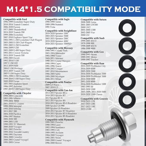 M14×1.5 Magnetic Oil Drain Plug,Replacement OEM#90009-PY3-000/6506214AA Oil Pan Drain Plug with 5PCS Oils Drains Plugs Gasket,Car Accessories Compatible with Honda/Yamaha/Audi (M14×1.5) in Saudi Arabia