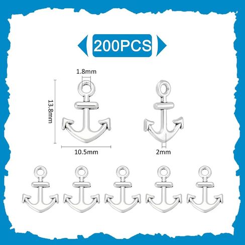 UNICRAFTALE About 200Pcs Tibetan Alloy Anchor Charms Vintage Nautical Anchor Pendant Ocean Theme Antique Silver Ship Sailing Charm for Crafting Bracelet Jewelry Making in Saudi Arabia