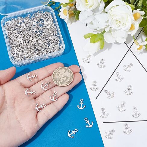 UNICRAFTALE About 200Pcs Tibetan Alloy Anchor Charms Vintage Nautical Anchor Pendant Ocean Theme Antique Silver Ship Sailing Charm for Crafting Bracelet Jewelry Making in Saudi Arabia