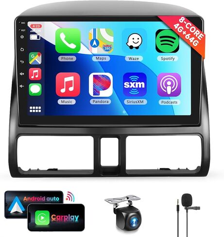 8 Core 2G+64G Car Radio for Honda CRV 2002 2003 2004 2005 2006, Wireless Apple Carplay Android Auto Car Stereo, 9" IPS Touchscreen with WiFi, GPS, Bluetooth, FM/RDS, 32EQ DSP, Rear Camera in Saudi Arabia