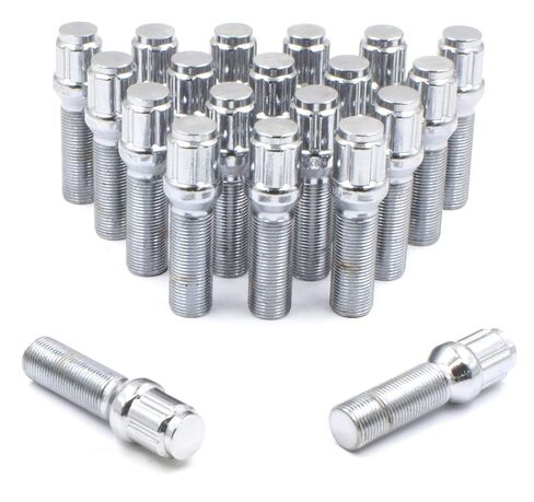 Wheel Accessories Parts 20 PC Black 14x1.5 Locking Spline- Cone Seat- Lug Bolts with Dual Hex Key (28mm Long) (20, Black, M14x1.5) in Saudi Arabia