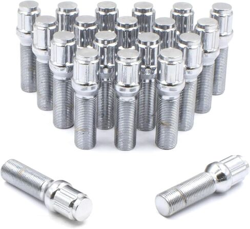 Wheel Accessories Parts 20 PC Black 14x1.5 Locking Spline- Cone Seat- Lug Bolts with Dual Hex Key (28mm Long) (20, Black, M14x1.5) in Saudi Arabia