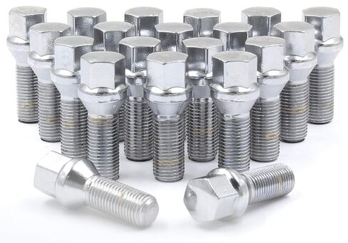 Wheel Accessories Parts 20 PC Black 14x1.5 Locking Spline- Cone Seat- Lug Bolts with Dual Hex Key (28mm Long) (20, Black, M14x1.5) in Saudi Arabia