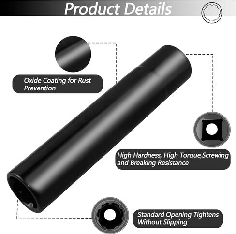 Spike Lug Nuts Socket Key with 7 Spline, Spiked Lug Nut Key Solid Tuner, 4.9" Tall One Piece Spiked Lug Nut Accessories, Suitable for M14x1.5, M14x2.0, 9/16 Chevrolet Silverado Truck, Opposite ID 20mm in Saudi Arabia