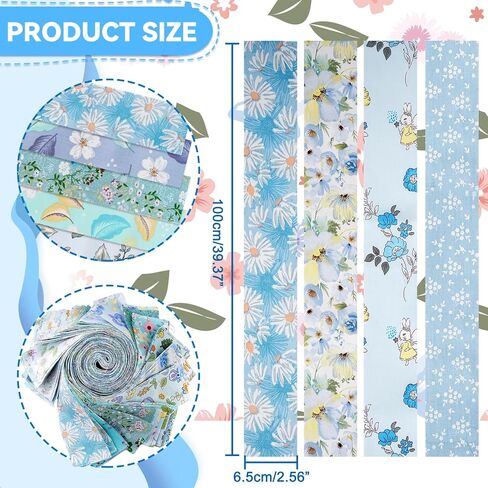 40 قطعة من شرائط نسيج جيلي رول مقاس 2.5 × 39 بوصة 100% قطن أقمشة اللحف 20 مجموعة متنوعة من المطبوعات الزهرية متعددة الألوان مقطوعة مسبقًا للخياطة اليدوية وحرف اللحف (وردي) in Kuwait