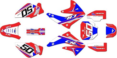 مجموعة رسومات لسيارة Honda CR 85 (2003-2014) EVO Series Blue 09 Mil - مجموعة ملصقات رسومات السباق المخصصة للدراجة الترابية، بدون بلاستيك in Kuwait
