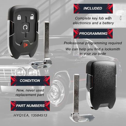 2X USARemote مفتاح تشغيل عن بعد بدون مفتاح Fob 4 أزرار بديلة لـ 2017 2018 2019 2020 2021 2022 GMC Acadia Terrain (HYQ1EA، 13584513) in Kuwait