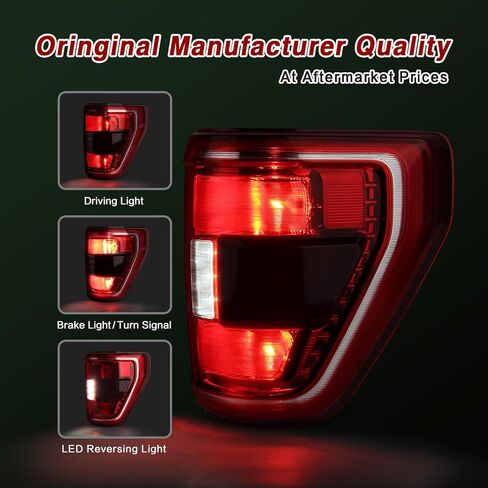Tail Lights with Bulbs and Harnesses Compatible With 2021 2022 2023 Ford F150 XLT Tremor Halogen W/Blind Spot Rear Light (Right Passenger Side) OEM:ML3Z-13404-C in Saudi Arabia