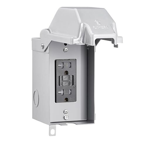 SURAIELEC Outdoor Electrical Outlet with Cover, 20 AMP WRTR GFCI Receptacle Plug, Rainproof 3R Enclosure, Weatherproof Exterior All Metal Power Switch Box for Halloween Decorations, Light, ETL Listed in Kuwait
