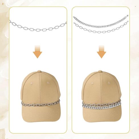 9pcs Trucker Hat Chains, 9 Styles Metal & Pearl Detachable Hat Brim Decorations for Women & Men DIY Mesh Baseball Cap Accessories (Gold, Silver) in Saudi Arabia