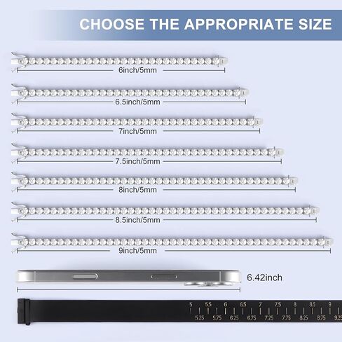 سوار تنس مويسانيتي من Gem's Beauty مطلي بالذهب الأبيض عيار 18 قيراط فضة 925 3-6.5 مم D اللون VVS1 أساور مويسانيتي دائرية للنساء والرجال هدية لذكرى عيد الميلاد (3 مم، 6.5 بوصة) in Kuwait