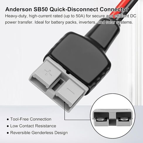 XRDS -RF 10AWG Anderson SB50 to XT60i Female Cable, 10FT Tinned Copper Power Wire for Lithium Batteries, Solar Generators, Inverters, 12V/24V DC Systems in Kuwait