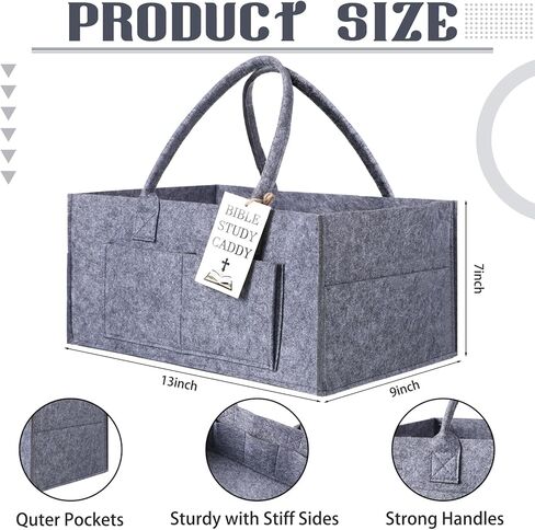 Large Bible Cover Case for Women Bible Study Bag Organizer Christian Gift Felt Case Study Caddy 13 x 9 x 7'' Church Accessories Kit Christmas Felt Church Bag with Tag for Women Girls, Grey in Saudi Arabia