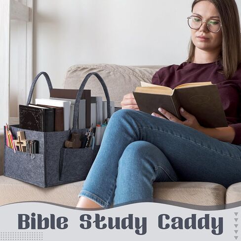 Large Bible Cover Case for Women Bible Study Bag Organizer Christian Gift Felt Case Study Caddy 13 x 9 x 7'' Church Accessories Kit Christmas Felt Church Bag with Tag for Women Girls, Grey in Saudi Arabia