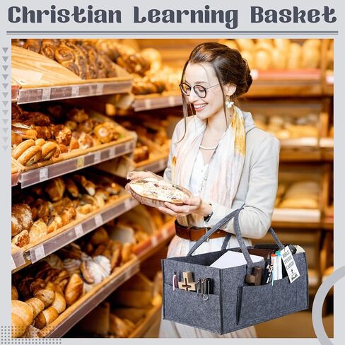 Large Bible Cover Case for Women Bible Study Bag Organizer Christian Gift Felt Case Study Caddy 13 x 9 x 7'' Church Accessories Kit Christmas Felt Church Bag with Tag for Women Girls, Grey in Saudi Arabia
