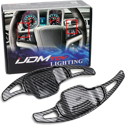 iJDMTOY Twill-Weave Carbon Fiber Pattern Style Larger Paddle Shifter Extensions Compatible with Chevrolet 2012-15 Camaro, 2016-19 Cadillac CT6 XT5, Buick Regal Lacrosse, etc in Saudi Arabia