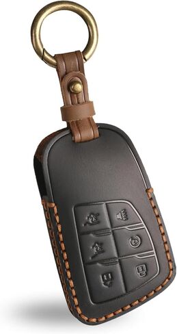 OLLEN Screws-Free Premium Leather for Key Fob Cover, Fit for GMC Yukon Denali Sierra Chevy Silverado Suburban Tahoe Buick 2021-2026~, Key Holder Protector, 6 Buttons, Black in Saudi Arabia