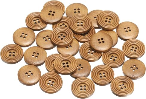 HARFINGTON 30pcs 4 Holes Craft Sewing Button 20mm Handmade Wood Replacement Round Buttons for Clothing Decoration DIY Accessories, Khaki in Saudi Arabia