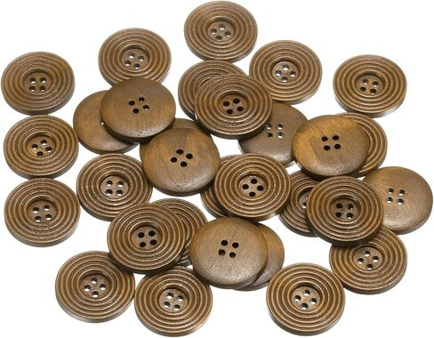 HARFINGTON 30pcs 4 Holes Craft Sewing Button 20mm Handmade Wood Replacement Round Buttons for Clothing Decoration DIY Accessories, Khaki in Saudi Arabia