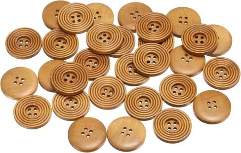 HARFINGTON 30pcs 4 Holes Craft Sewing Button 20mm Handmade Wood Replacement Round Buttons for Clothing Decoration DIY Accessories, Khaki in Saudi Arabia