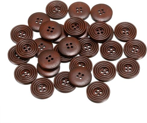 HARFINGTON 30pcs 4 Holes Craft Sewing Button 20mm Handmade Wood Replacement Round Buttons for Clothing Decoration DIY Accessories, Khaki in Saudi Arabia