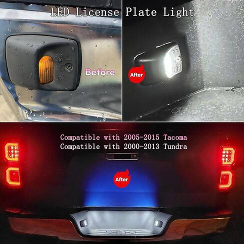 LED License Plate Light Replacement Compatible with Toyota Tacoma 2005 to 2015, Tundra 2000 to 2013, 6000K White, Rear Tag Lamps Assembly,2nd Gen Tacoma Accessories,Pack of 2 in Kuwait