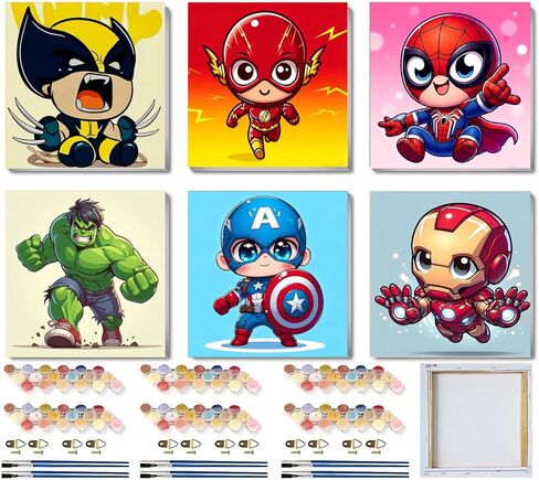 CraftyTime 4 عبوات من الطلاء المؤطر حسب الرقم للأطفال من سن 8 إلى 12 عامًا، مجموعة طلاء حيوانات لطيفة بالأرقام للمبتدئين، طلاء أكريليك سهل بالأرقام من الفنون والحرف القماشية لتزيين الحائط هدية 8x8 بوصة in Kuwait