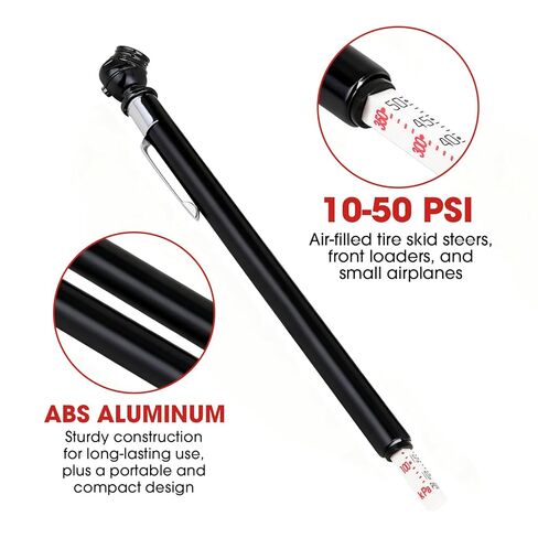 Pencil Tire Pressure Gauge (2-Pack) – 10-50 PSI/kPA, with Heavy-Duty Chrome Metal Head & Stainless Steel Body. Suitable for Cars, Trucks, RVs & Bicycles in Saudi Arabia