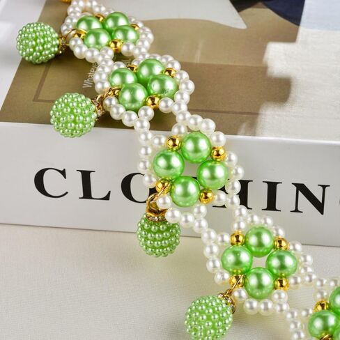 SUQ I OME 1 Pair of Magnetic Pearl Beaded Curtain Tieback, Pearl Curtain Tieback Holdback for Drapes, Pearl Crystal Sheer Window Curtain Holder Home Office Bedroom (White) in Kuwait