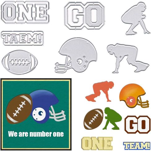 Football Dies American Football Metal Cutting Die Football Game Die Cut for Card Making, Go Team Football Helmet Words Die Cut for Football Sports DIY Scrapbooking Photo Album Card Craft Decoration in Saudi Arabia