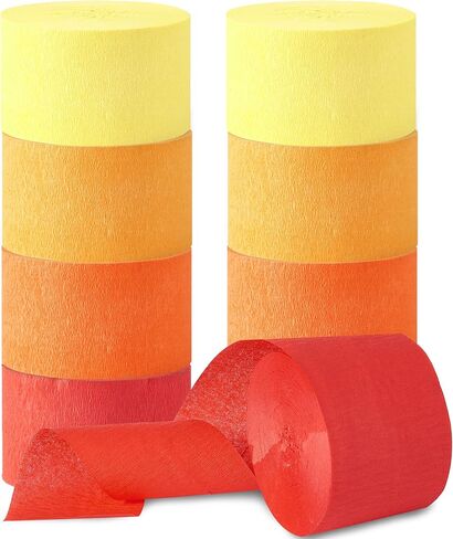 Orange Streamers Party Decorations, 8 Rolls 656ft Red Orange Yellow Crepe Paper Streamers for Thanksgiving Birthday Anniversary Firefighter Fall Decorations Supplies in Saudi Arabia