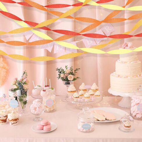 Orange Streamers Party Decorations, 8 Rolls 656ft Red Orange Yellow Crepe Paper Streamers for Thanksgiving Birthday Anniversary Firefighter Fall Decorations Supplies in Saudi Arabia