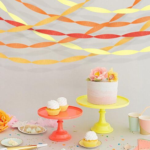 Orange Streamers Party Decorations, 8 Rolls 656ft Red Orange Yellow Crepe Paper Streamers for Thanksgiving Birthday Anniversary Firefighter Fall Decorations Supplies in Saudi Arabia
