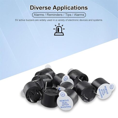 10PCS Active Buzzer Sounder Speaker Buzzer 5V Buzzer Alarm Ringer 12 * 9.5mm Magnetic Long Continous Beep Tone in Saudi Arabia