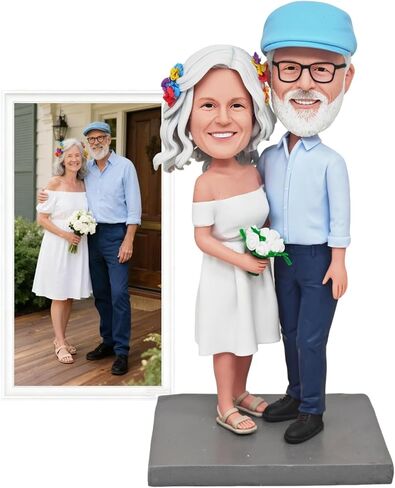 Custom Bobblehead Wedding Gifts for Couples Personalized Handmade Clay Figurine Groom Bride Statue, Fully Customizable Sculpture Doll Decor Wedding Cake Topper in Saudi Arabia