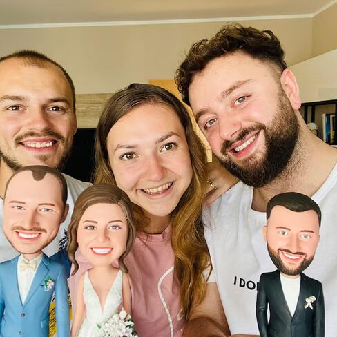 Custom Bobblehead Wedding Gifts for Couples Personalized Handmade Clay Figurine Groom Bride Statue, Fully Customizable Sculpture Doll Decor Wedding Cake Topper in Saudi Arabia