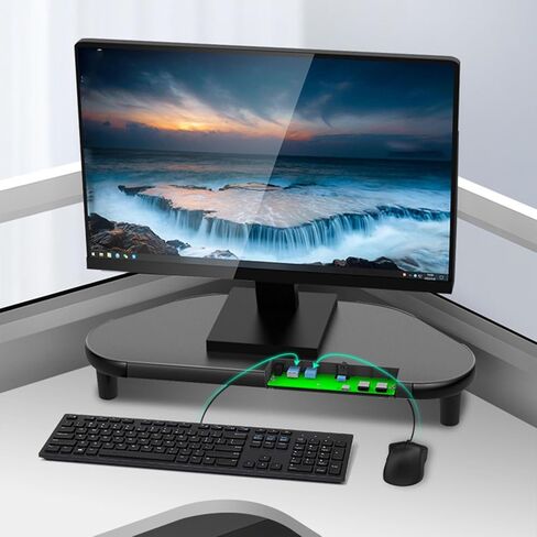 Ergonomic Monitor Stand Riser with USB Hub Ports, Black Metal Corner Screen Riser, Universal Desktop Organizer for PC Monitor, Laptop and Screen in Saudi Arabia