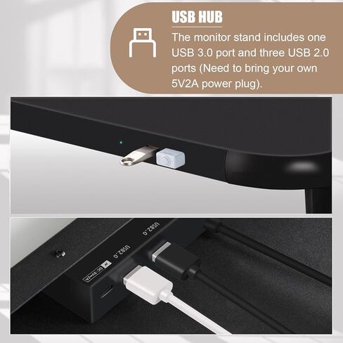 Ergonomic Monitor Stand Riser with USB Hub Ports, Black Metal Corner Screen Riser, Universal Desktop Organizer for PC Monitor, Laptop and Screen in Saudi Arabia