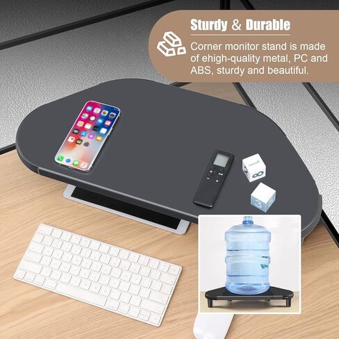 Ergonomic Monitor Stand Riser with USB Hub Ports, Black Metal Corner Screen Riser, Universal Desktop Organizer for PC Monitor, Laptop and Screen in Saudi Arabia
