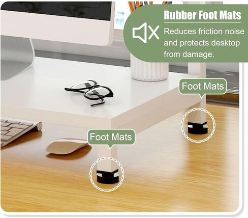 Desktop Dual Layer Monitor Riser, Office Computer Screen Stand with Rubber Foot Mats, Space Saving Desktop Organizer Shelf for Study Room (Color : White) in Saudi Arabia