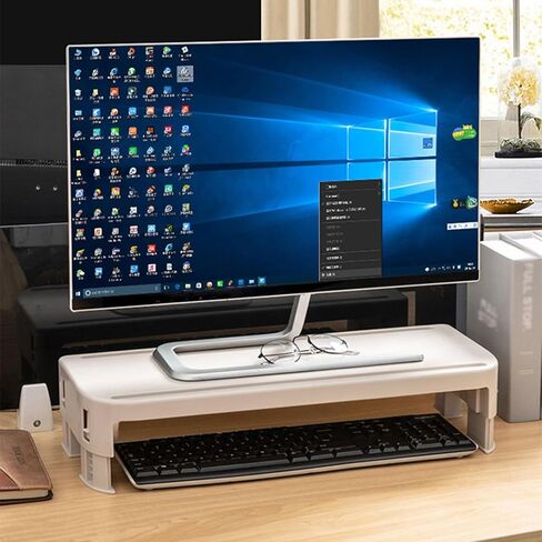 Beige Monitor Stand with Height Adjustable Function, Universal Computer Screen Riser, Space Saving Study Room/Office Desktop Storage Rack in Saudi Arabia