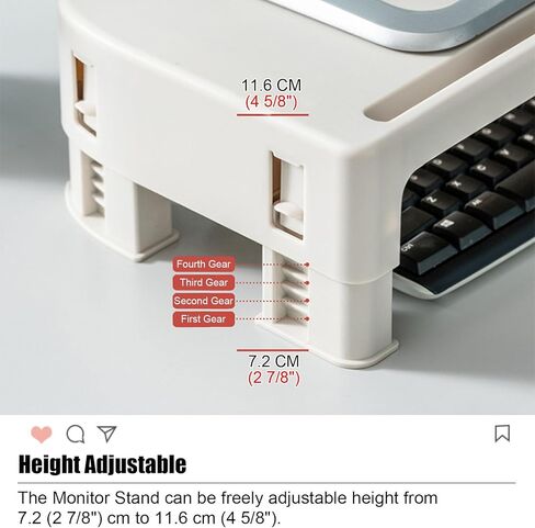 Beige Monitor Stand with Height Adjustable Function, Universal Computer Screen Riser, Space Saving Study Room/Office Desktop Storage Rack in Saudi Arabia