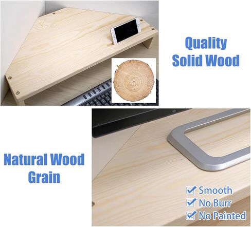 Natural Wood Corner Desk Monitor Stand, Universal PC Stand Space Saving, Printer/Phone/Screen Desk Shelf Office Organization (Size : 1 Tier/9cm H) in Saudi Arabia