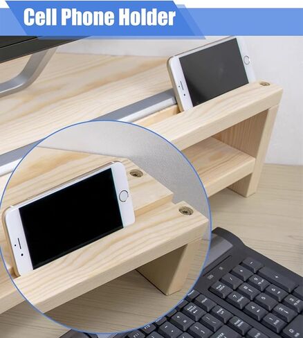 Natural Wood Corner Desk Monitor Stand, Universal PC Stand Space Saving, Printer/Phone/Screen Desk Shelf Office Organization (Size : 1 Tier/9cm H) in Saudi Arabia