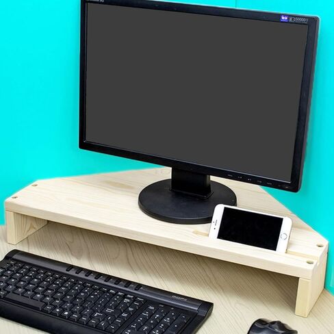 Natural Wood Corner Desk Monitor Stand, Universal PC Stand Space Saving, Printer/Phone/Screen Desk Shelf Office Organization (Size : 1 Tier/9cm H) in Saudi Arabia