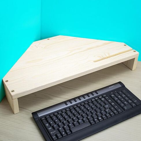 Natural Wood Corner Desk Monitor Stand, Universal PC Stand Space Saving, Printer/Phone/Screen Desk Shelf Office Organization (Size : 1 Tier/9cm H) in Saudi Arabia