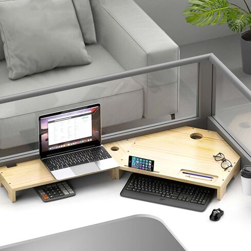 Corner Monitor Stand Wooden Large Corner Organizer for 2/3 Monitors, Space Saving Computer Riser Desk Storage, Screen/Printer/Laptop Lift Shelves (Color : 2 Layer - Set of 5) in Saudi Arabia