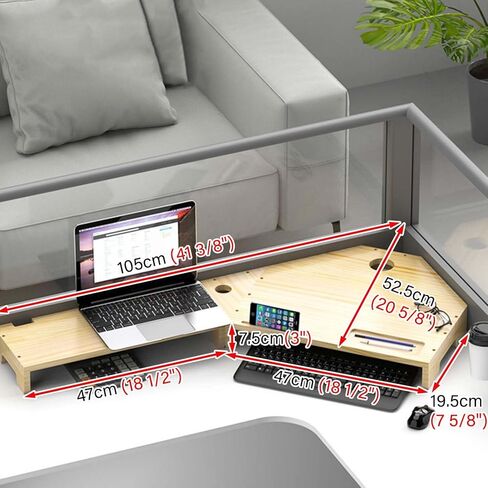 Corner Monitor Stand Wooden Large Corner Organizer for 2/3 Monitors, Space Saving Computer Riser Desk Storage, Screen/Printer/Laptop Lift Shelves (Color : 2 Layer - Set of 5) in Saudi Arabia